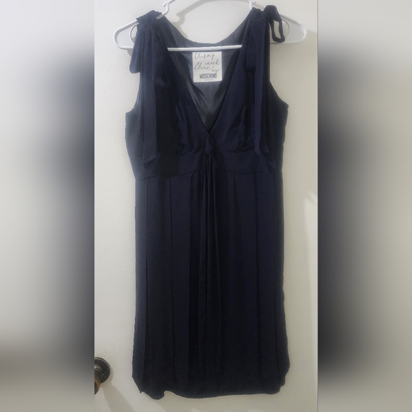 Vintage Moschino Navy Sleeveless Dress Size 6 Rayon.